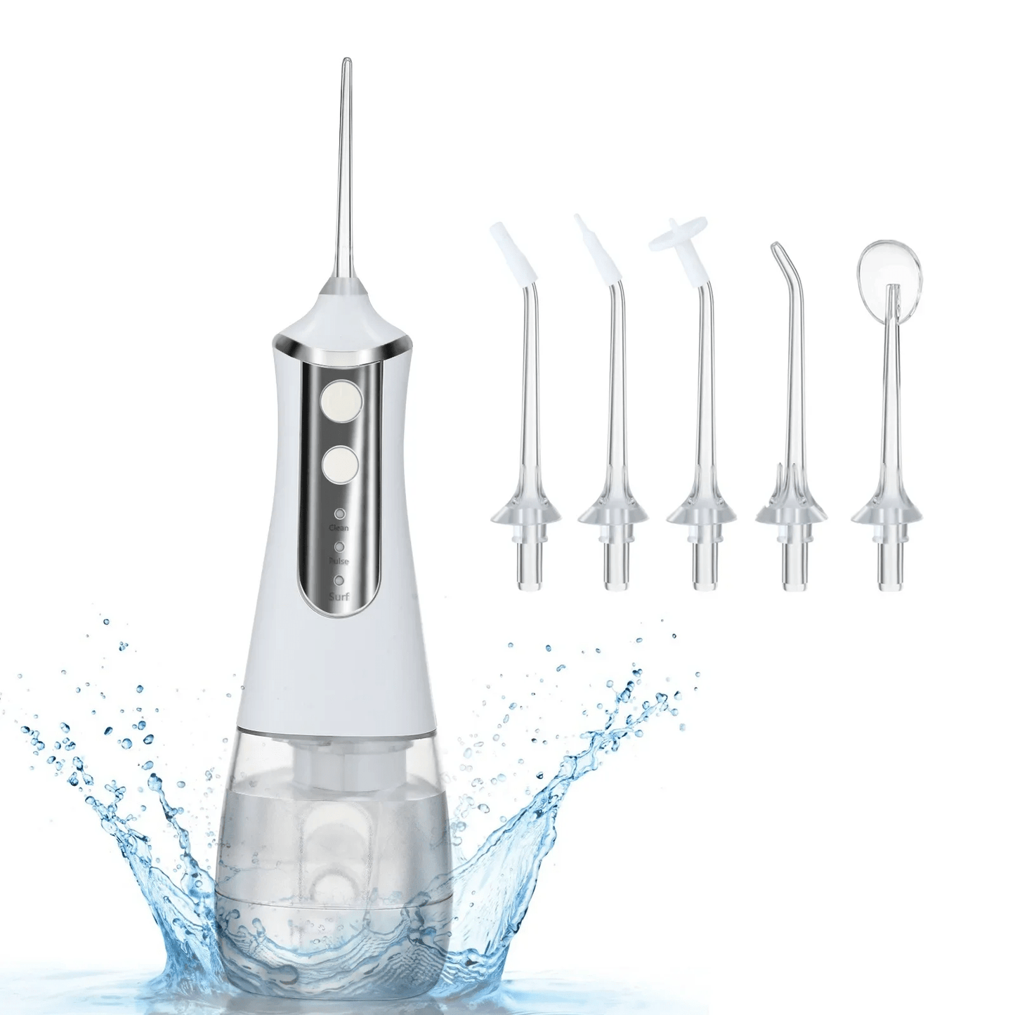 Draagbare Waterflosser voor Grondige Mondhygiëne | Oplaadbare Waterflosser met 5 opzetstukken